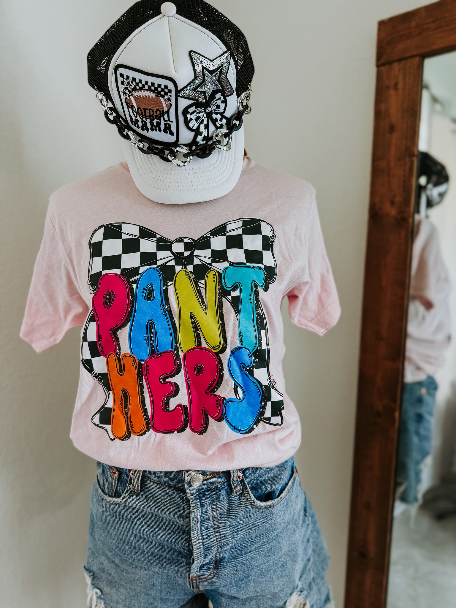 𝕐𝕠𝕦𝕥𝕙-Checkered Bow Panthers