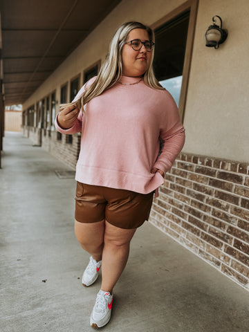 1X Brown Leather Shorts
