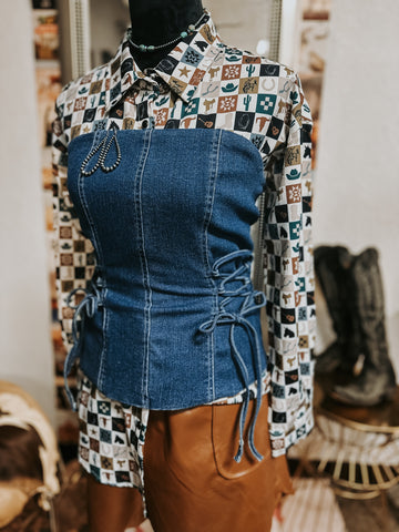 Denim Bustier Top